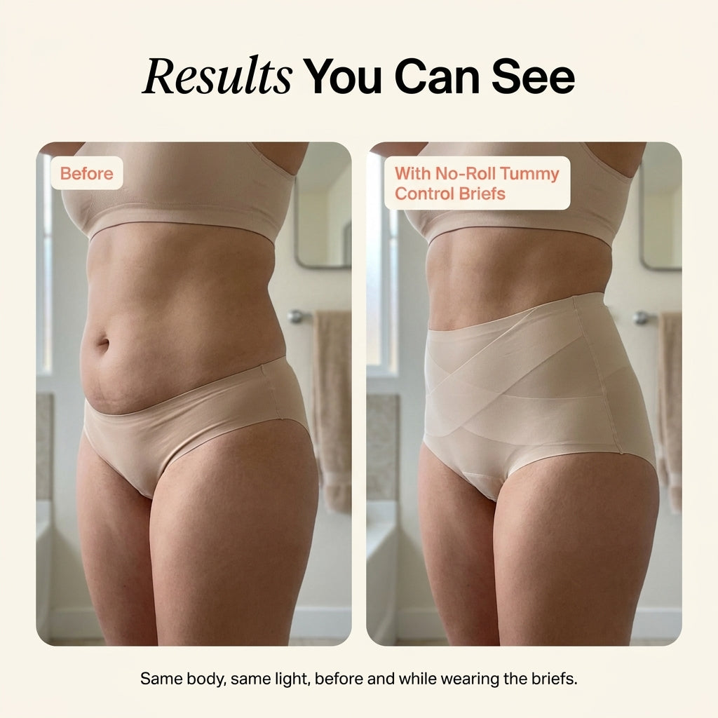 No-Roll Tummy Control Briefs — 6 Pack