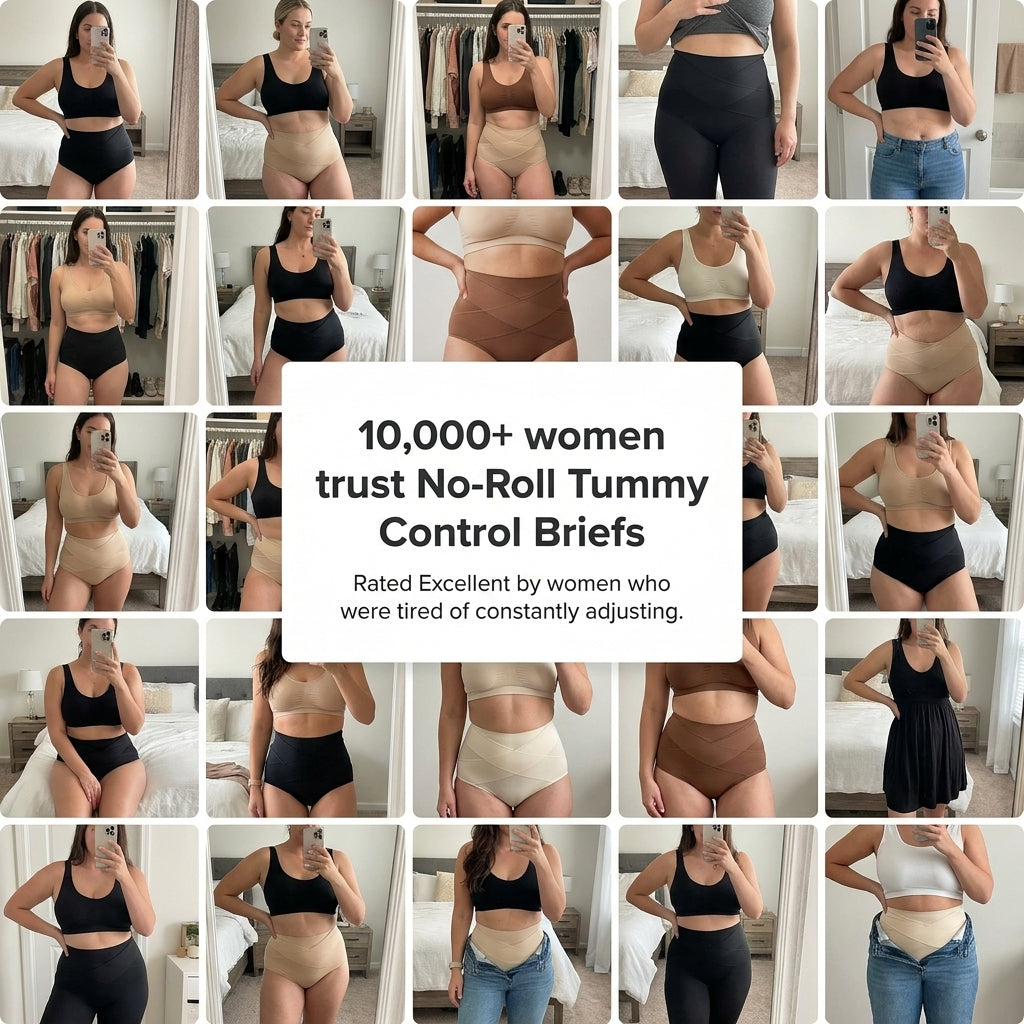 No-Roll Tummy Control Briefs — 6 Pack