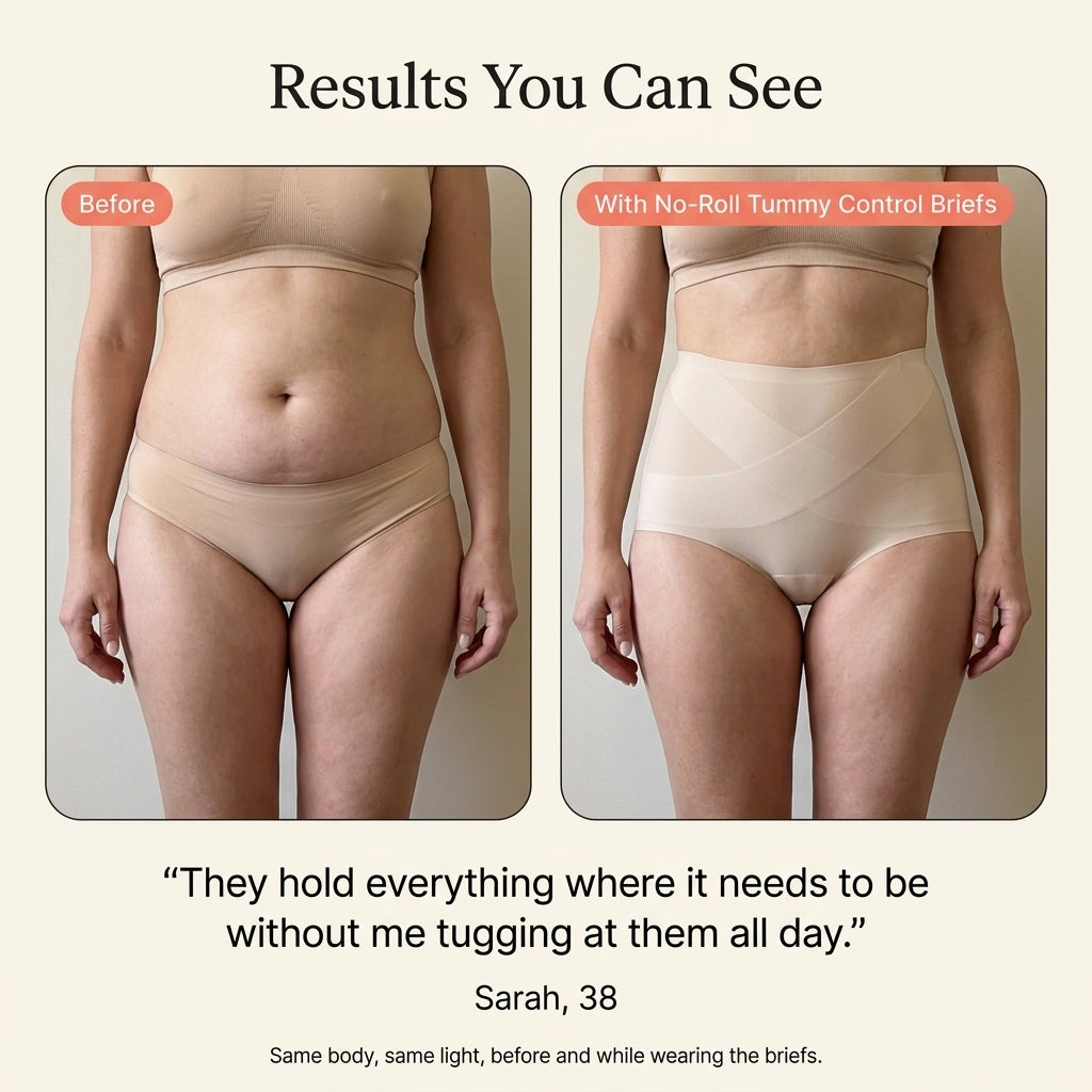 No-Roll Tummy Control Briefs — 6 Pack