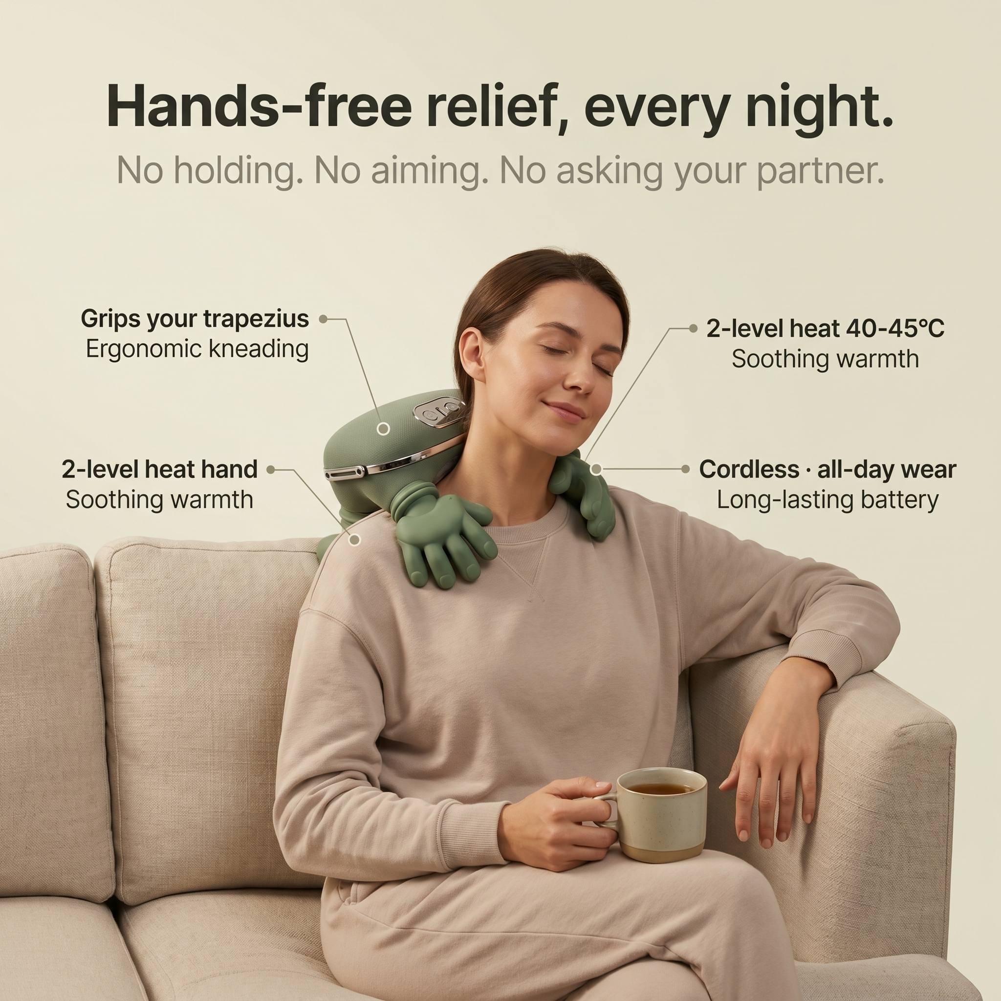 Lussara Knead™ — Hands-Free Bionic Neck & Shoulder Massager