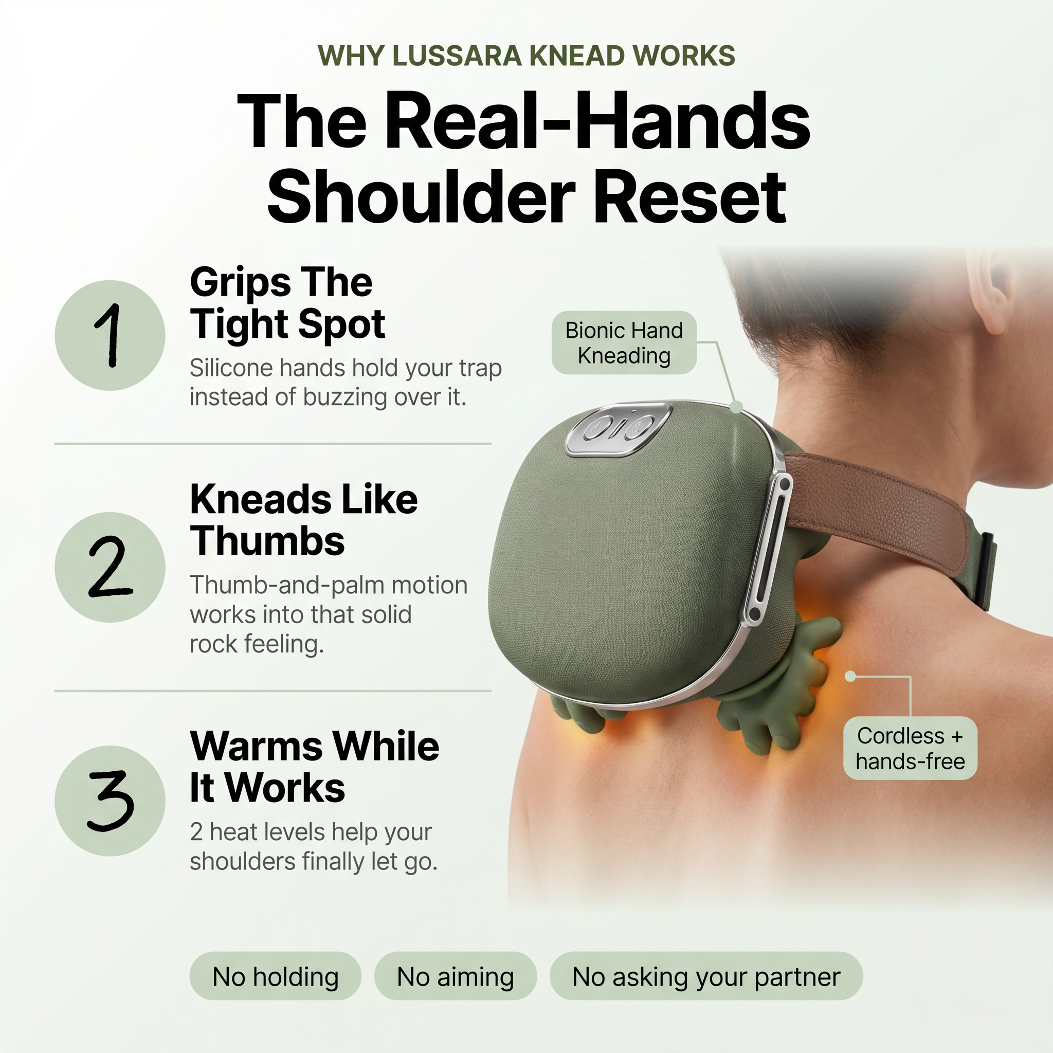 Lussara Knead™ — Hands-Free Bionic Neck & Shoulder Massager